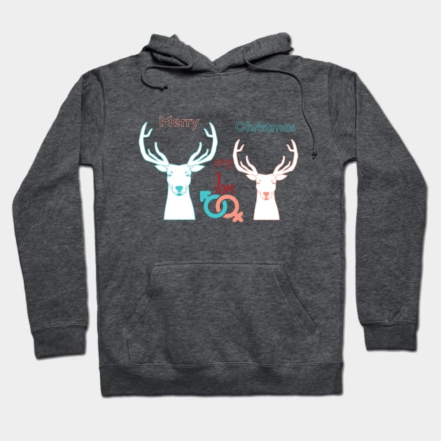 Deers Loving couple - Merry Christmas my LOVE Hoodie by O.M design